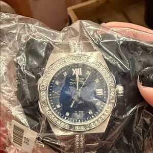 Invicta Silver and Blue Crystal-Accent Ladies Watch